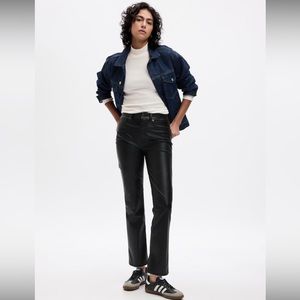 Gap High-Rise Vegan Leather/Faux Leather Vintage Slim Pants - Size 29P